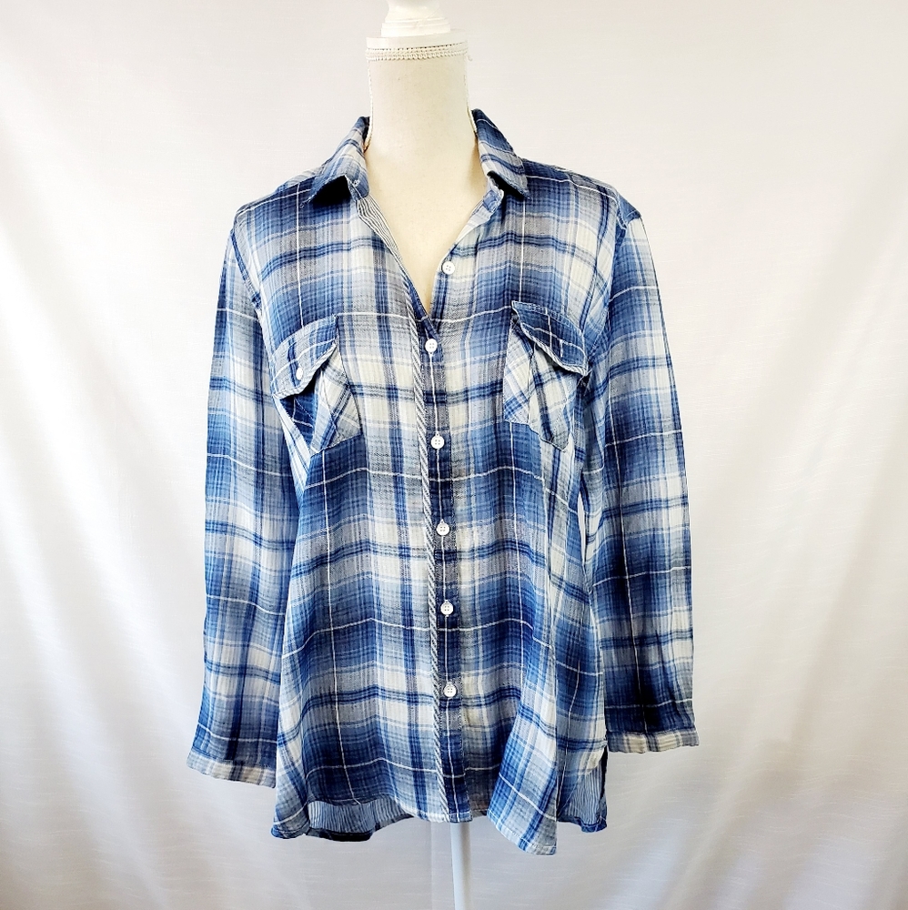 Johnny Cotton Blue Plaid Cotton Top